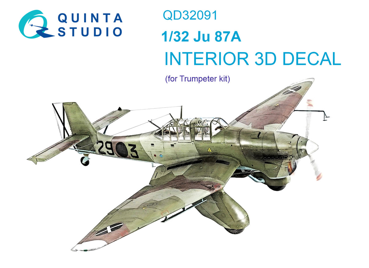 Junkers Ju-87A 'Stuka' 3D-Printed coloured Interior on decal paper (designed to bee used with Trumpeter kits)