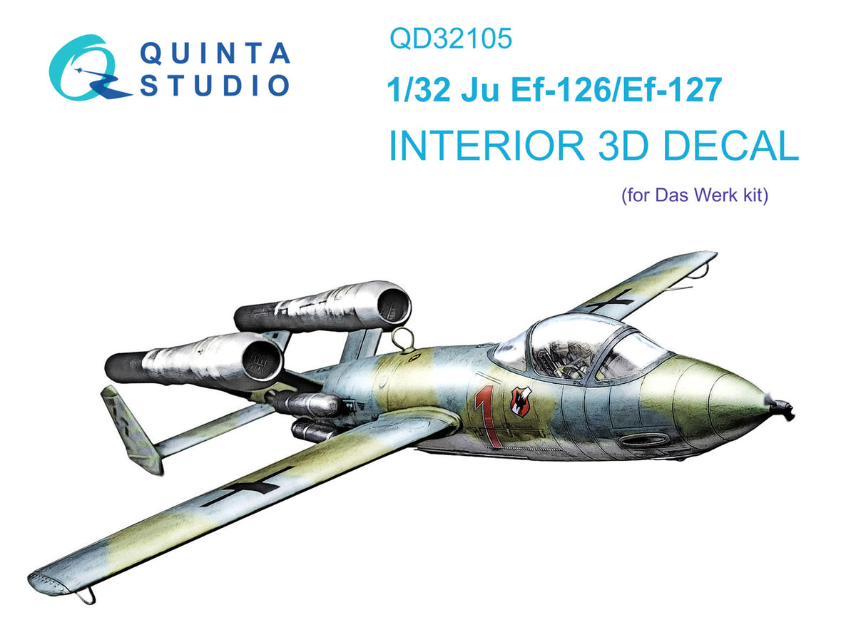 Junkers Ju EF-126 'Elli' / EF-127 'Walli' 3D-Printed coloured Interior on decal paper (designed to be used with Das Werk kits)