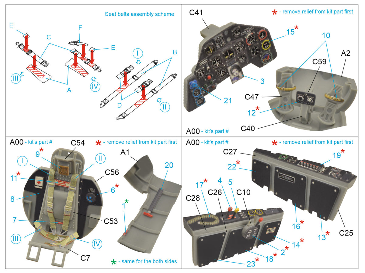 Junkers Ju EF-126 'Elli' / EF-127 'Walli' 3D-Printed coloured Interior on decal paper (designed to be used with Das Werk kits)