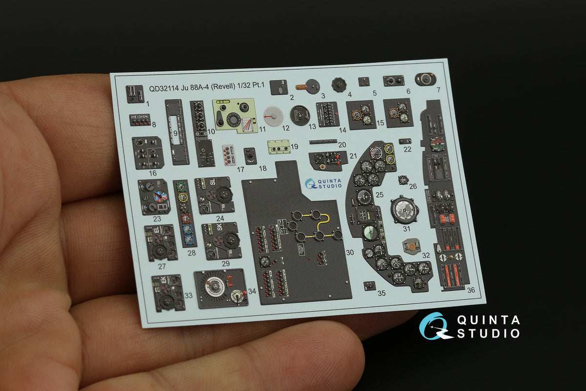 Junkers Ju-88A-4 3D-Printed coloured Interior on decal paper (designed to be used with Revell kits)