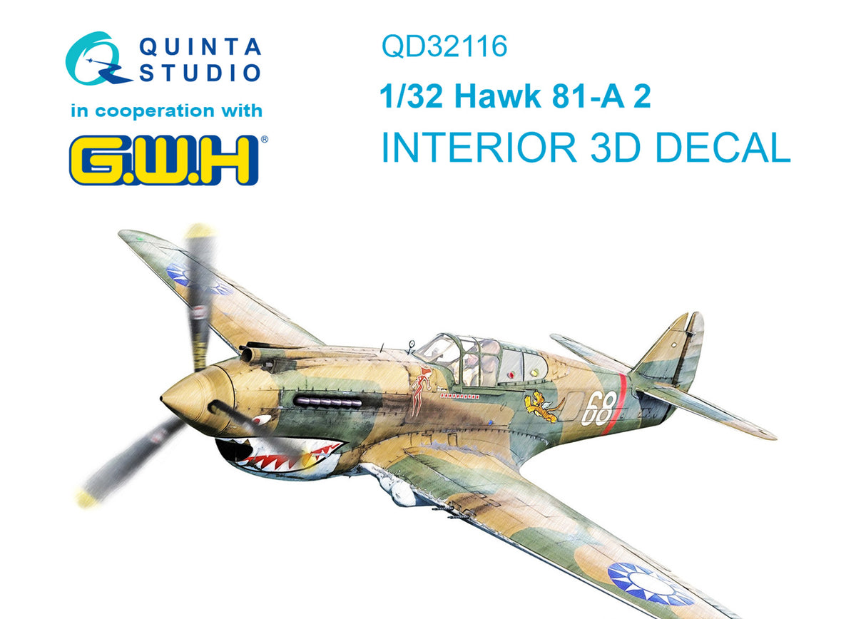 Curtiss Hawk 81-A2 3D-Printed coloured Interior on decal paper (designed to be used with Great Wall Hobby kits)
