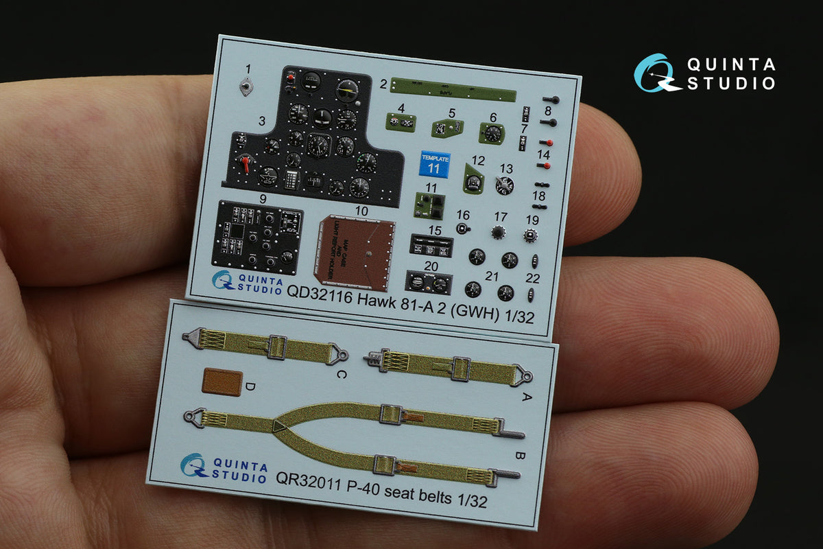Curtiss Hawk 81-A2 3D-Printed coloured Interior on decal paper (designed to be used with Great Wall Hobby kits)