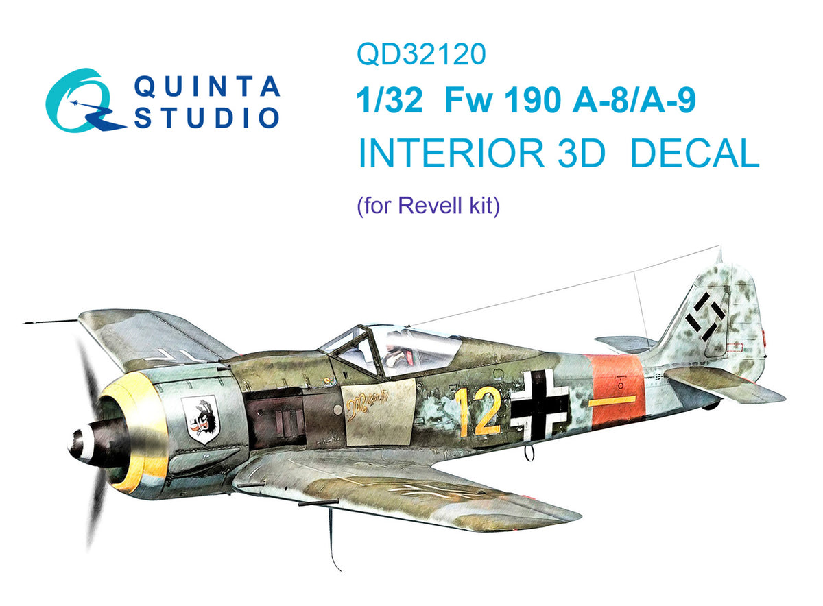 Focke-Wulf Fw-190A-8/A-9 3D-Printed coloured Interior on decal paper (designed to be used with Revell kits)