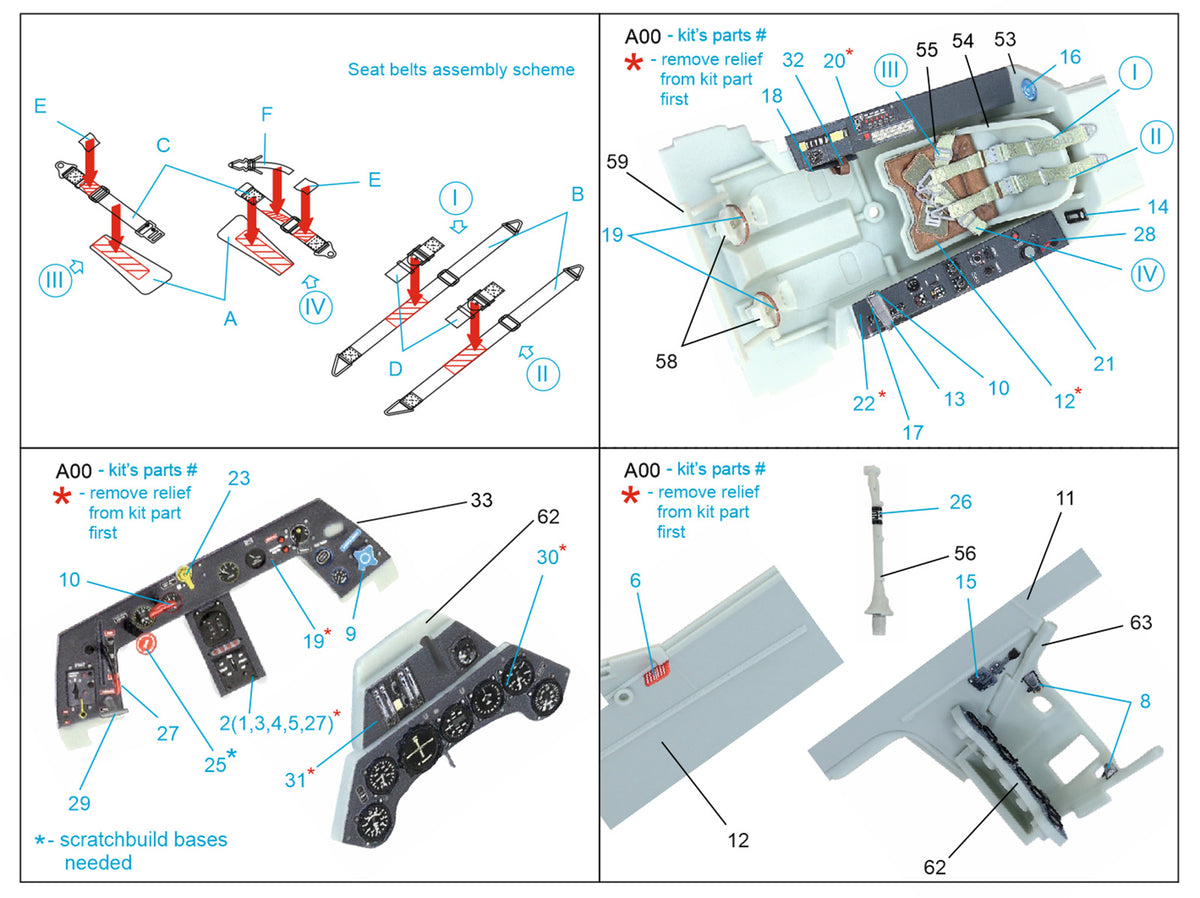 Focke-Wulf Fw-190A-8/A-9 3D-Printed coloured Interior on decal paper (designed to be used with Revell kits)