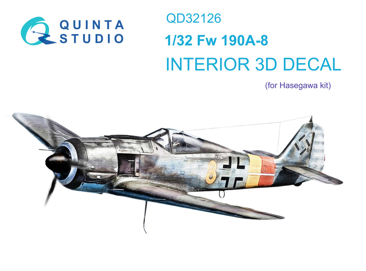 Focke-Wulf Fw-190A-8 3D-Printed coloured Interior on decal paper (designed to be used with Hasegawa kits)