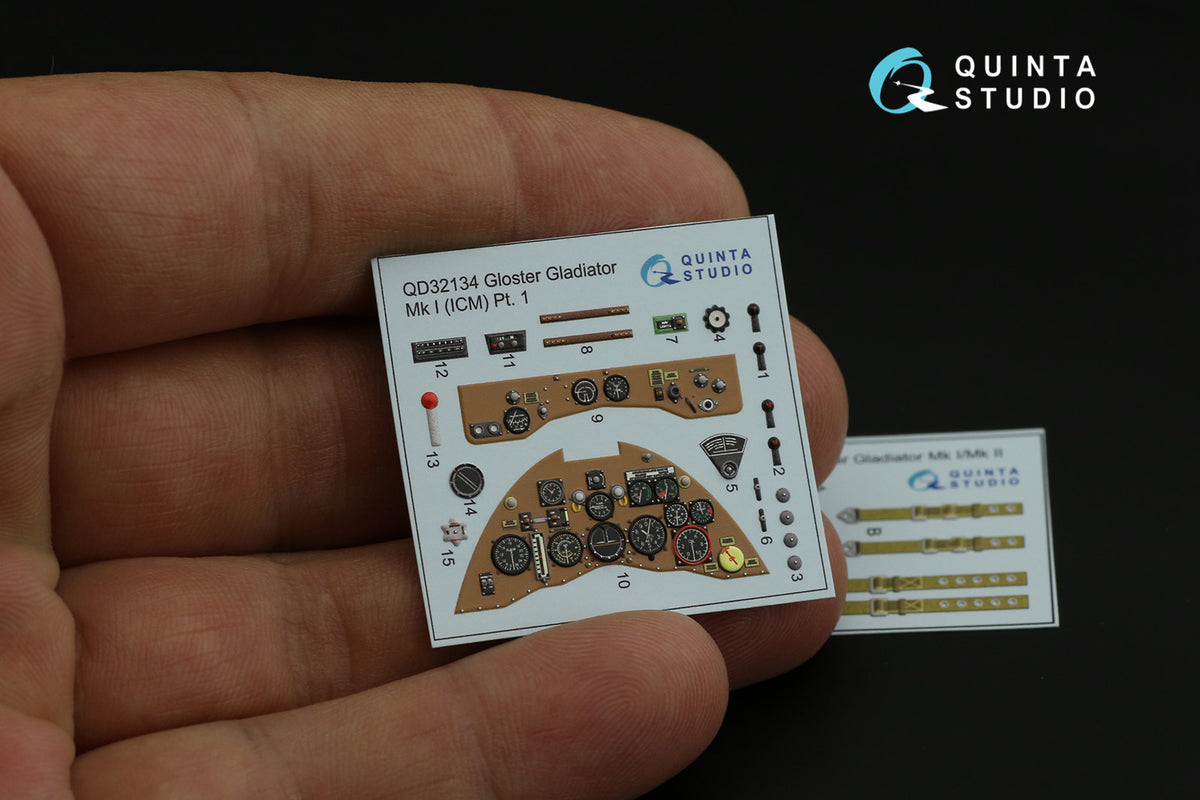 Gloster Gladiator Mk.I 3D-Printed coloured Interior on decal paper (designed to be used with ICM UA UK kits)