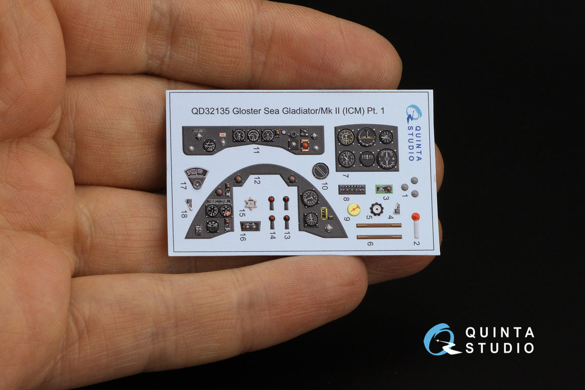Gloster Gladiator Mk.II 3D-Printed coloured Interior on decal paper (designed to be used with ICM UA UK kits)