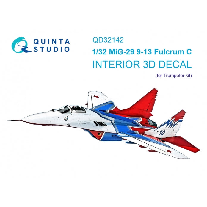Mikoyan MiG-29 9-13 Fulcrum C 3D-Printed coloured Interior on decal paper (designed to be used with Trumpeter kits)