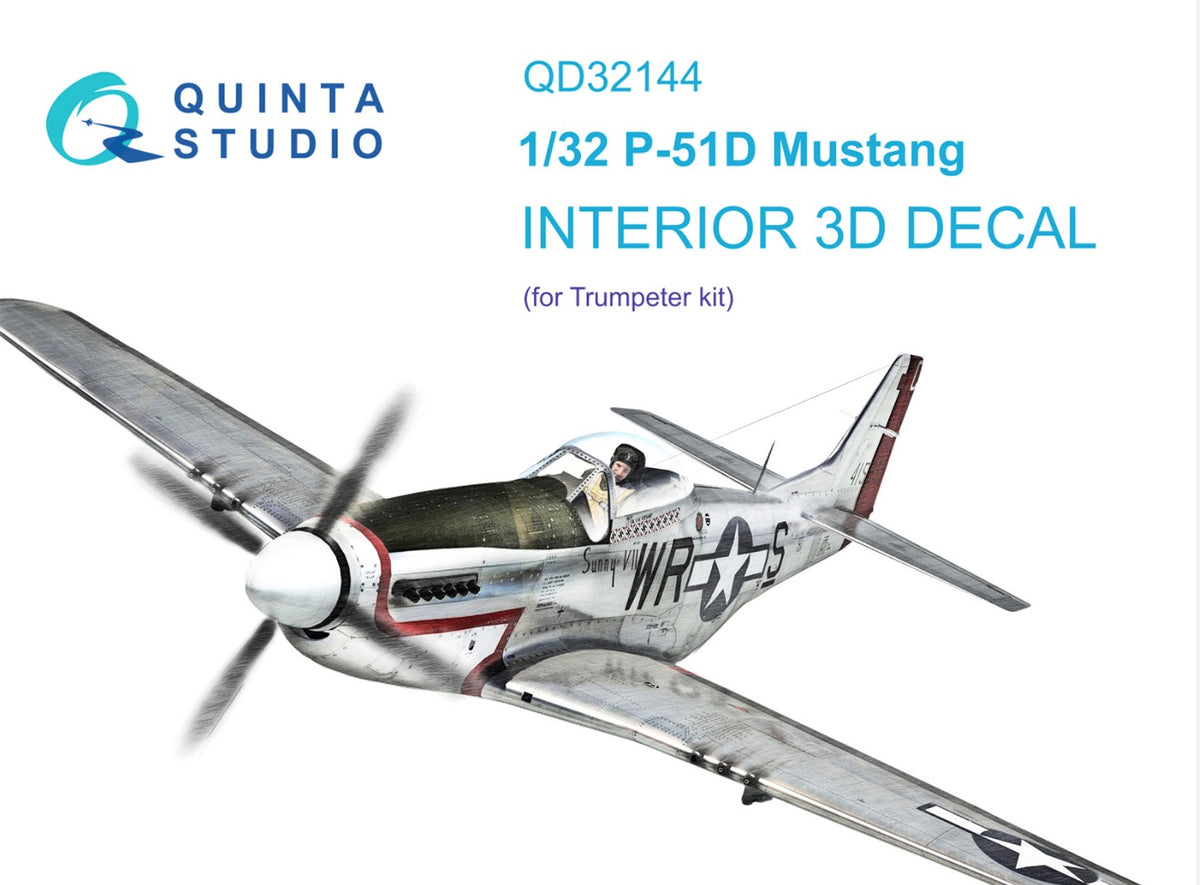 North-American P-51D Mustang 3D-Printed coloured Interior on decal paper (designed to be used with Trumpeter kits)