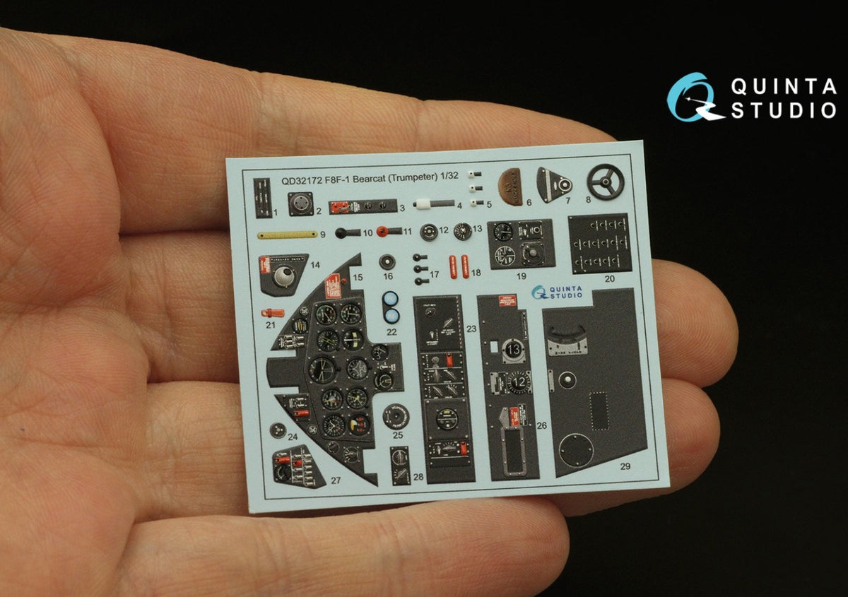 Grumman F8F-1 Bearcat 3D-Printed coloured Interior on decal paper (designed to be used with Trumpeter kits)