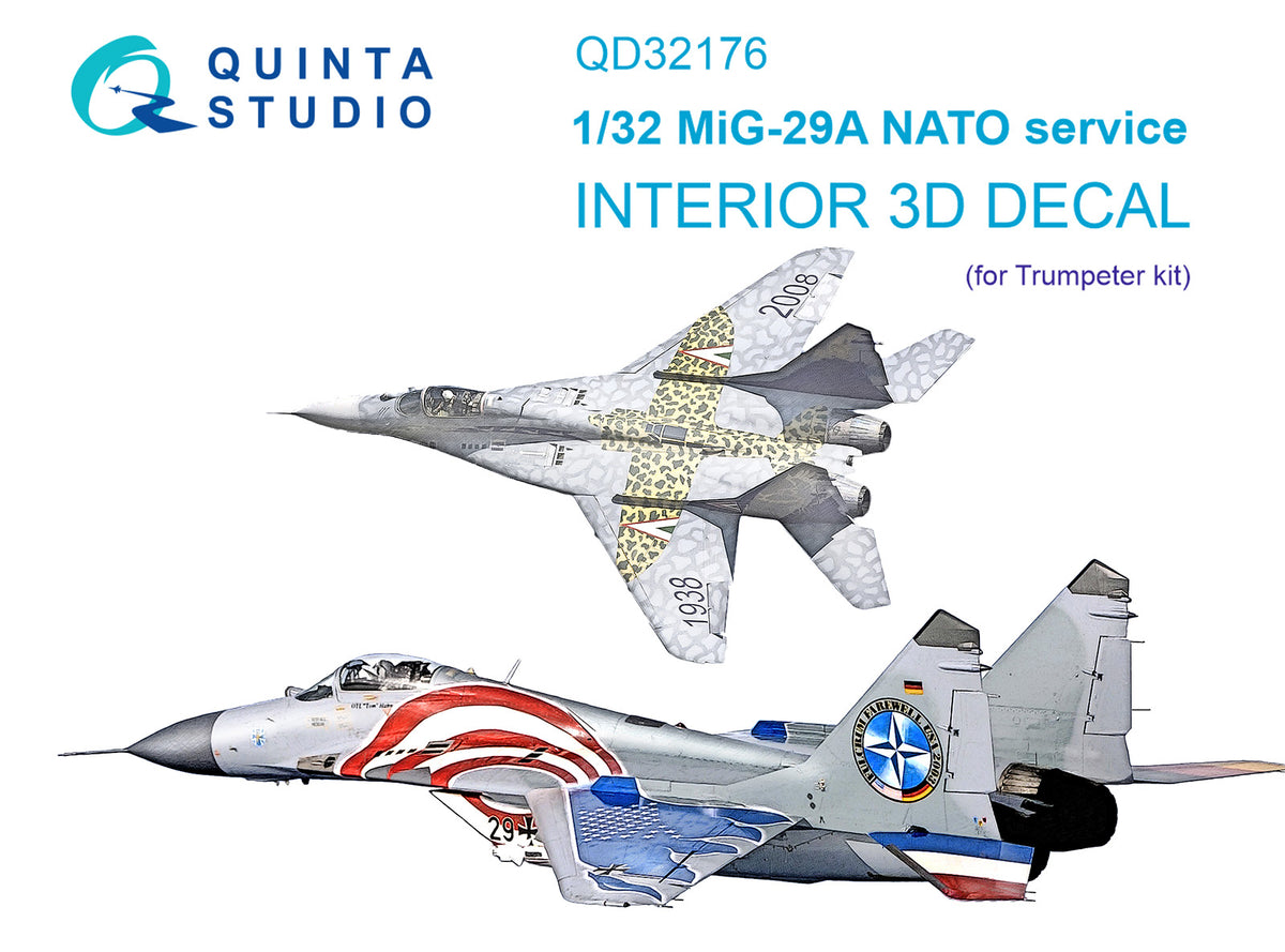 Mikoyan MiG-29A NATO service 3D-Printed coloured Interior on decal paper (designed to be used with Trumpeter kits)