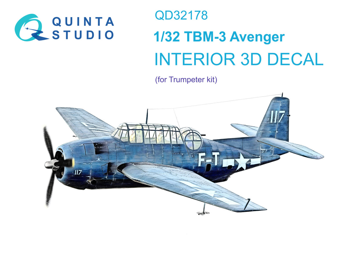 Grumman TBM-3 Avenger 3D-Printed coloured Interior on decal paper (designed to be used with Trumpeter kits)
