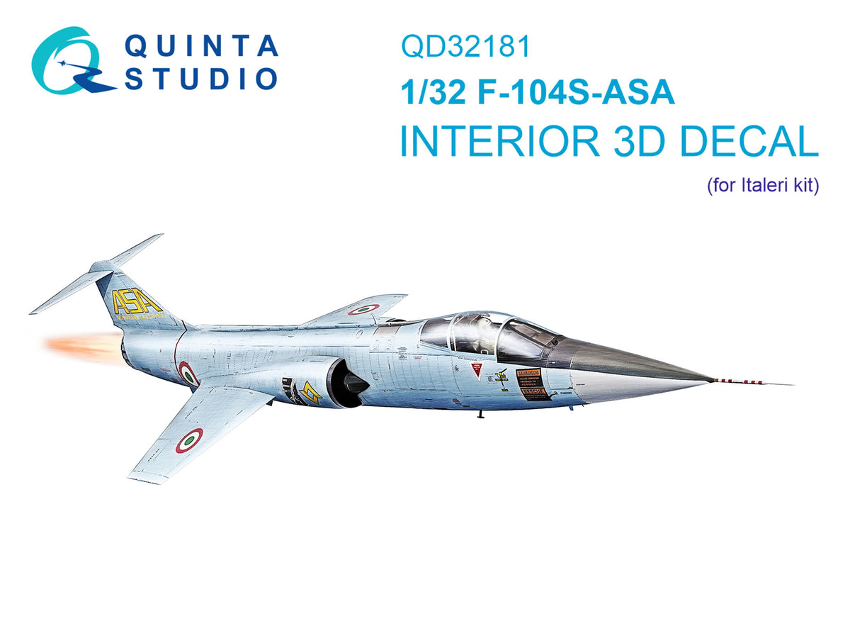 Lockheed F-104S-ASA Starfighter (3D-Printed) & coloured Interior on decal paper(designed to be used with Italeri kits)