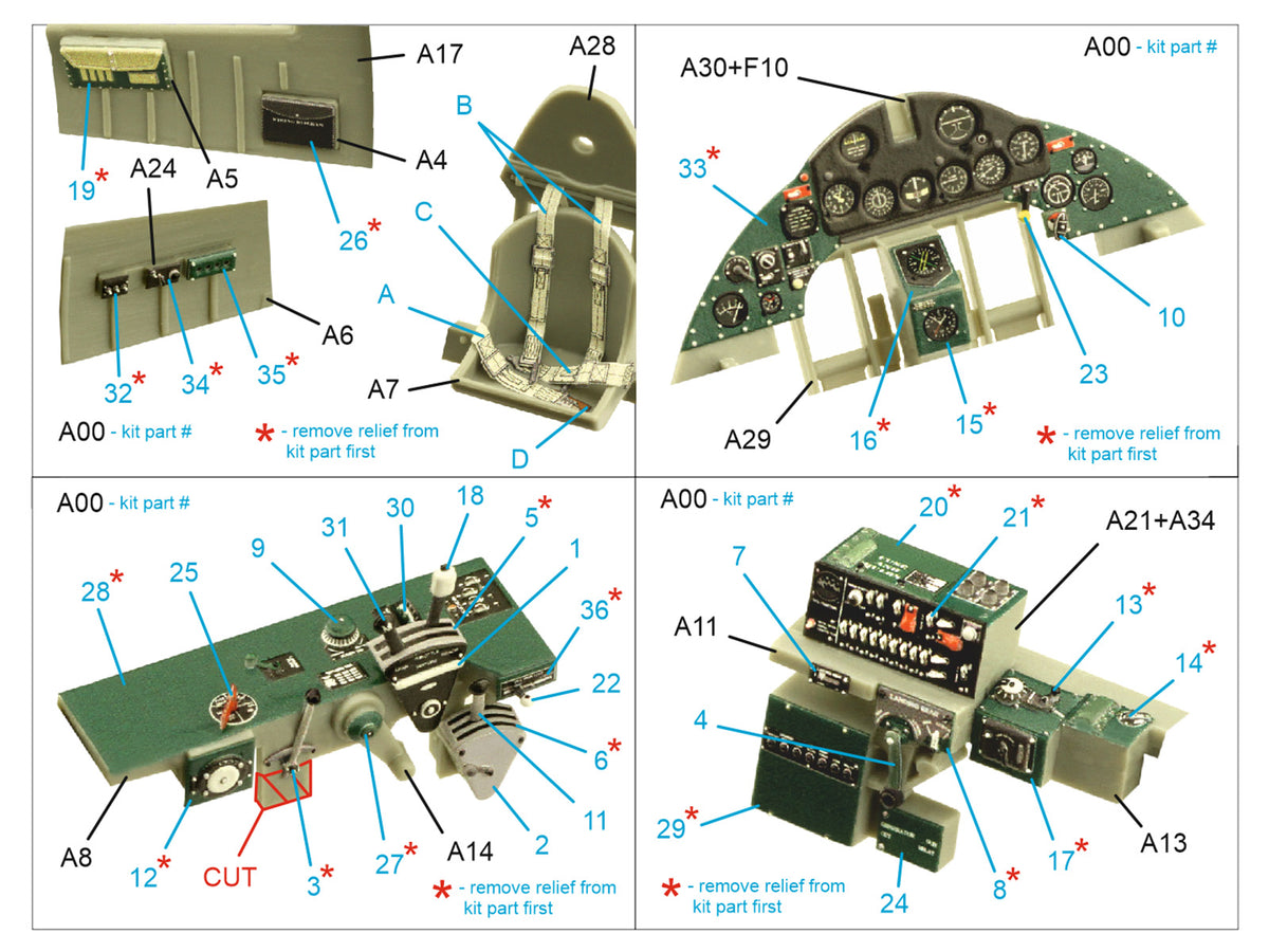 Grumman F4F-4 Wildcat 3D-Printed coloured Interior on decal paper (designed to be used with Trumpeter kits)