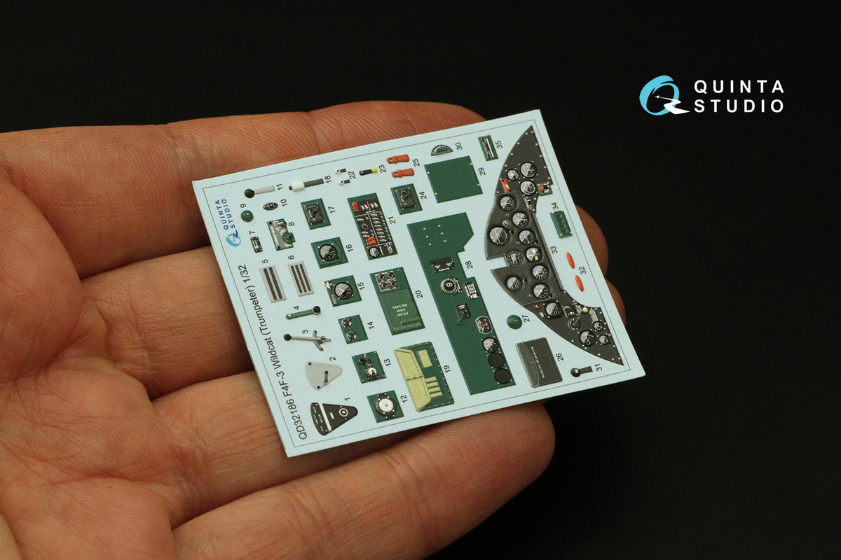 Grumman F4F-3 Wildcat 3D-Printed coloured Interior on decal paper (designed to be used with Trumpeter kits)