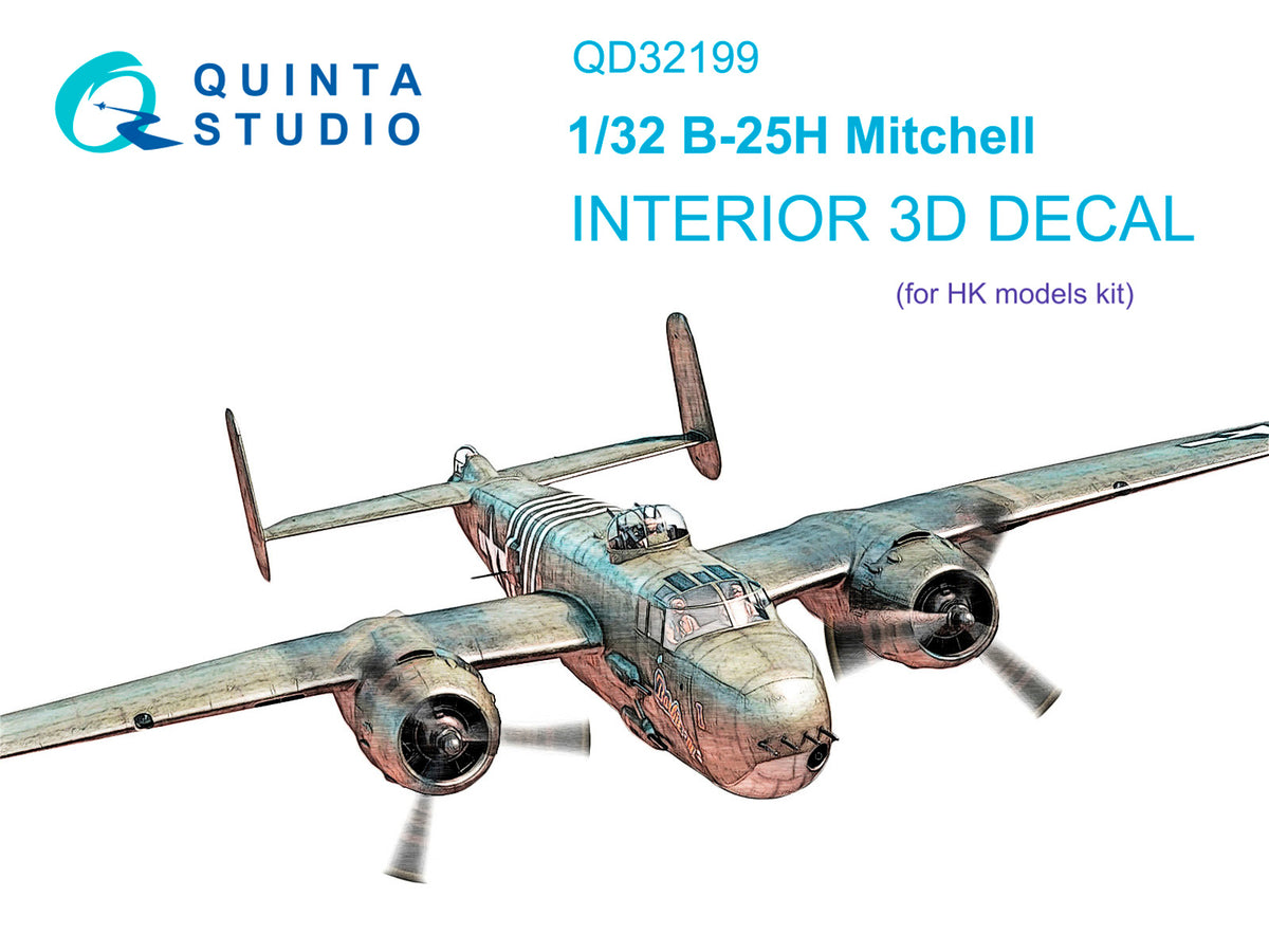 North-American B-25H Mitchell 3D-Printed coloured Interior on decal paper (designed to be used with Hong Kong Models kits)