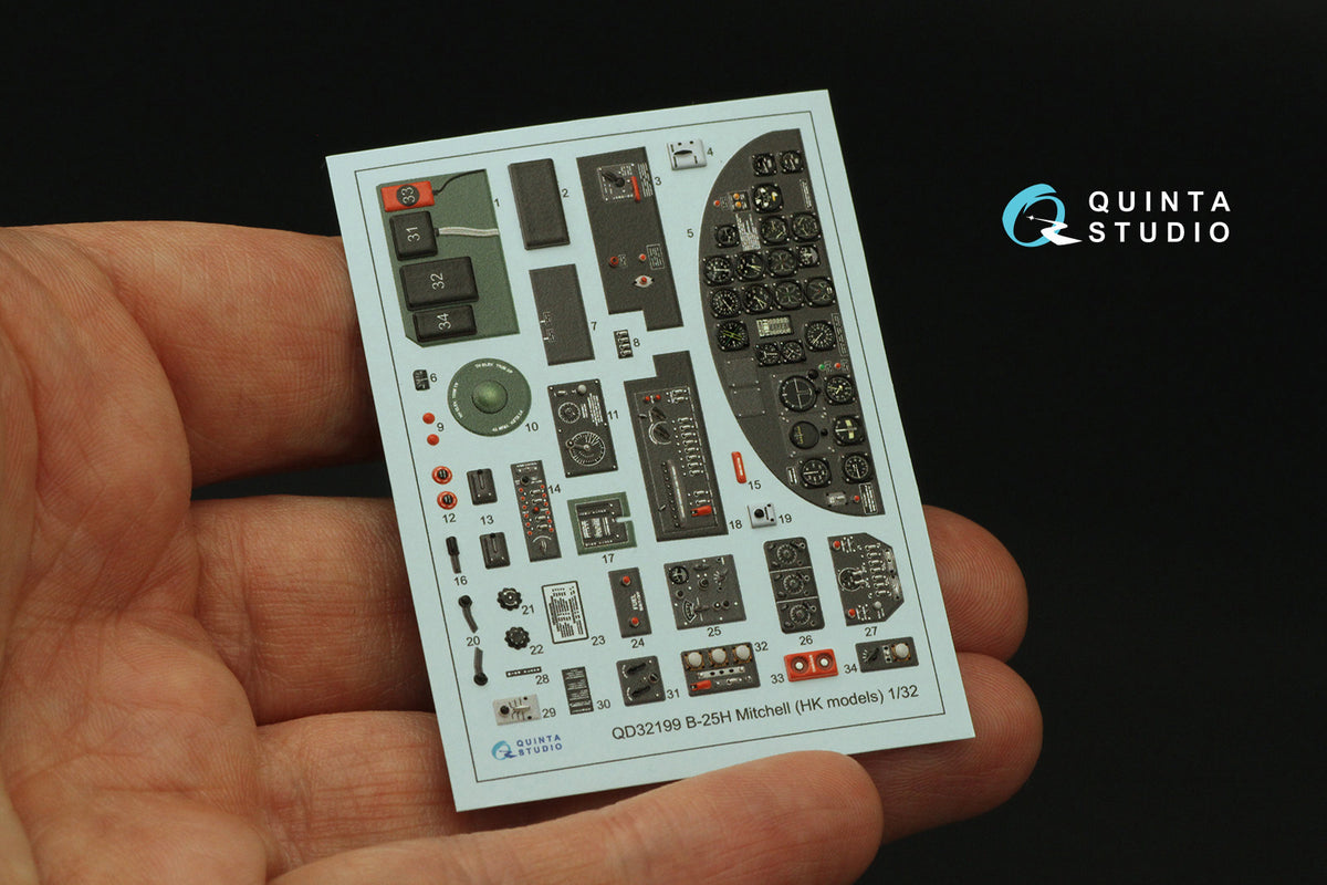 North-American B-25H Mitchell 3D-Printed coloured Interior on decal paper (designed to be used with Hong Kong Models kits)
