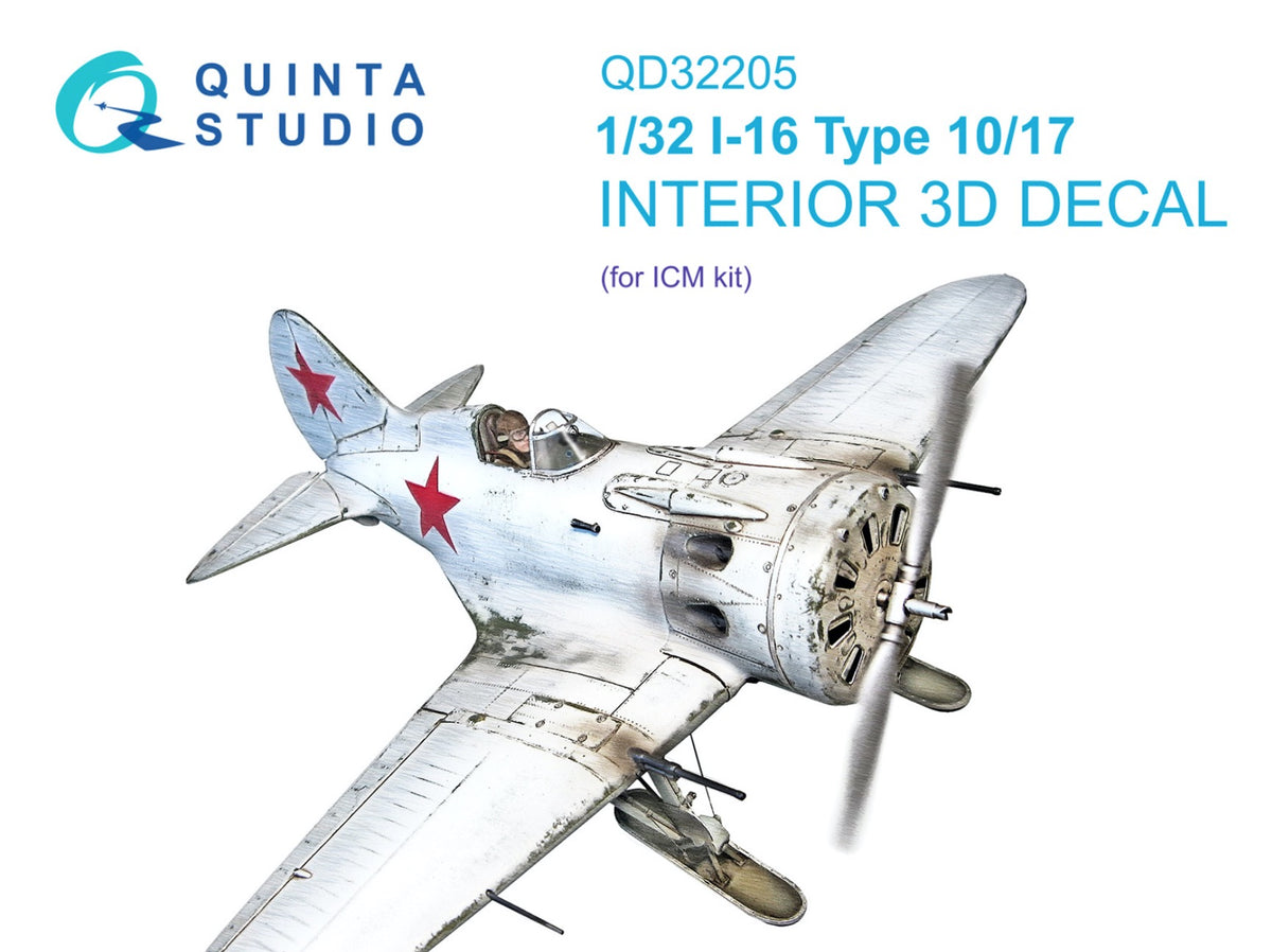 Polikarpov I-16 Type 10/17 3D-Printed coloured Interior on decal paper (designed to be used with ICM UA UK kits)