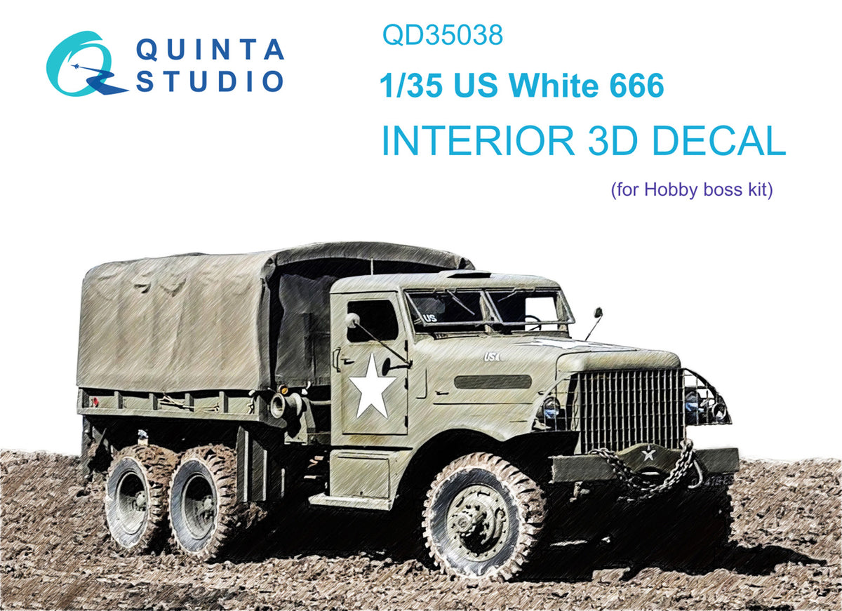 US White 666 3D-Printed coloured Interior on decal paper (designed to be used with Hobby Boss kits)