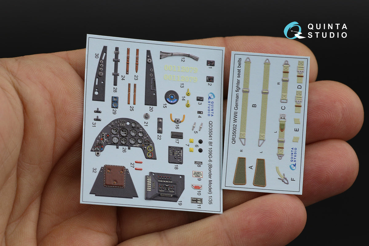 Messerschmitt Bf-109G-6 3D-Printed coloured Interior on decal paper (designed to be used with Border Model kits)