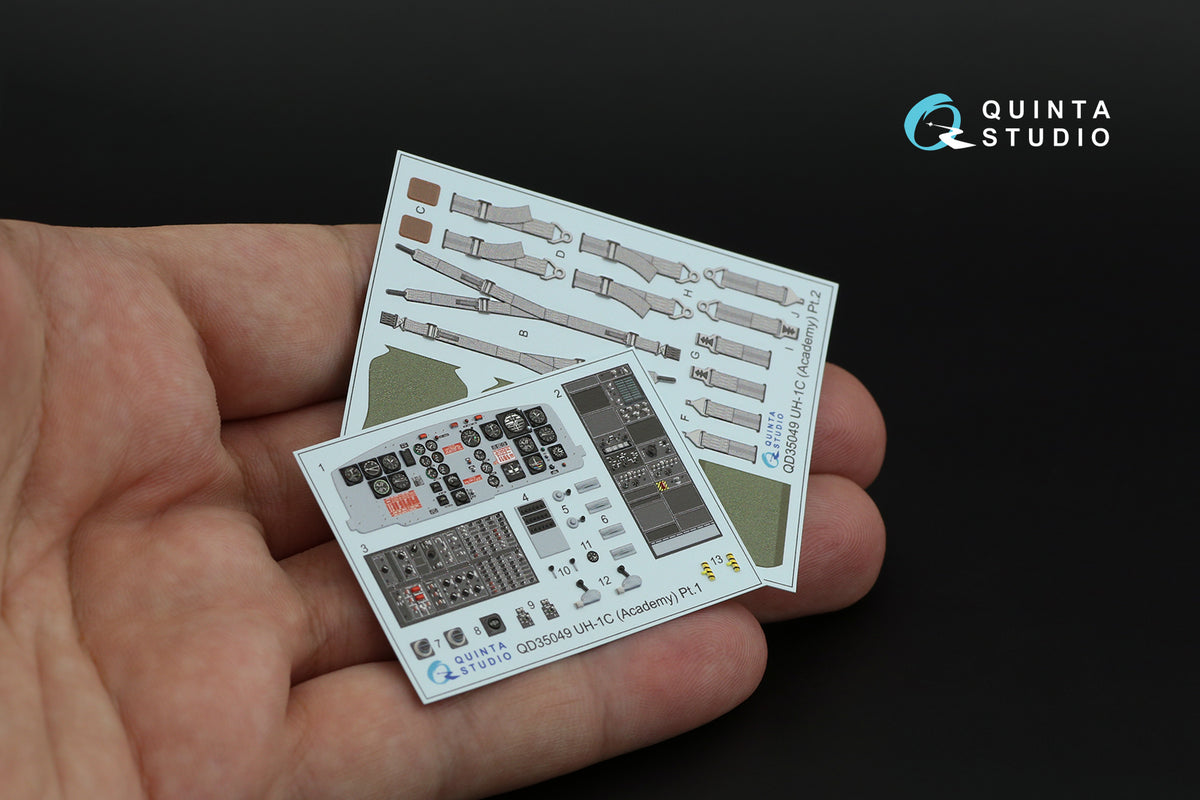 Bell UH-1C 3D-Printed coloured Interior on decal paper (designed to be used with Academy and Revell kits)