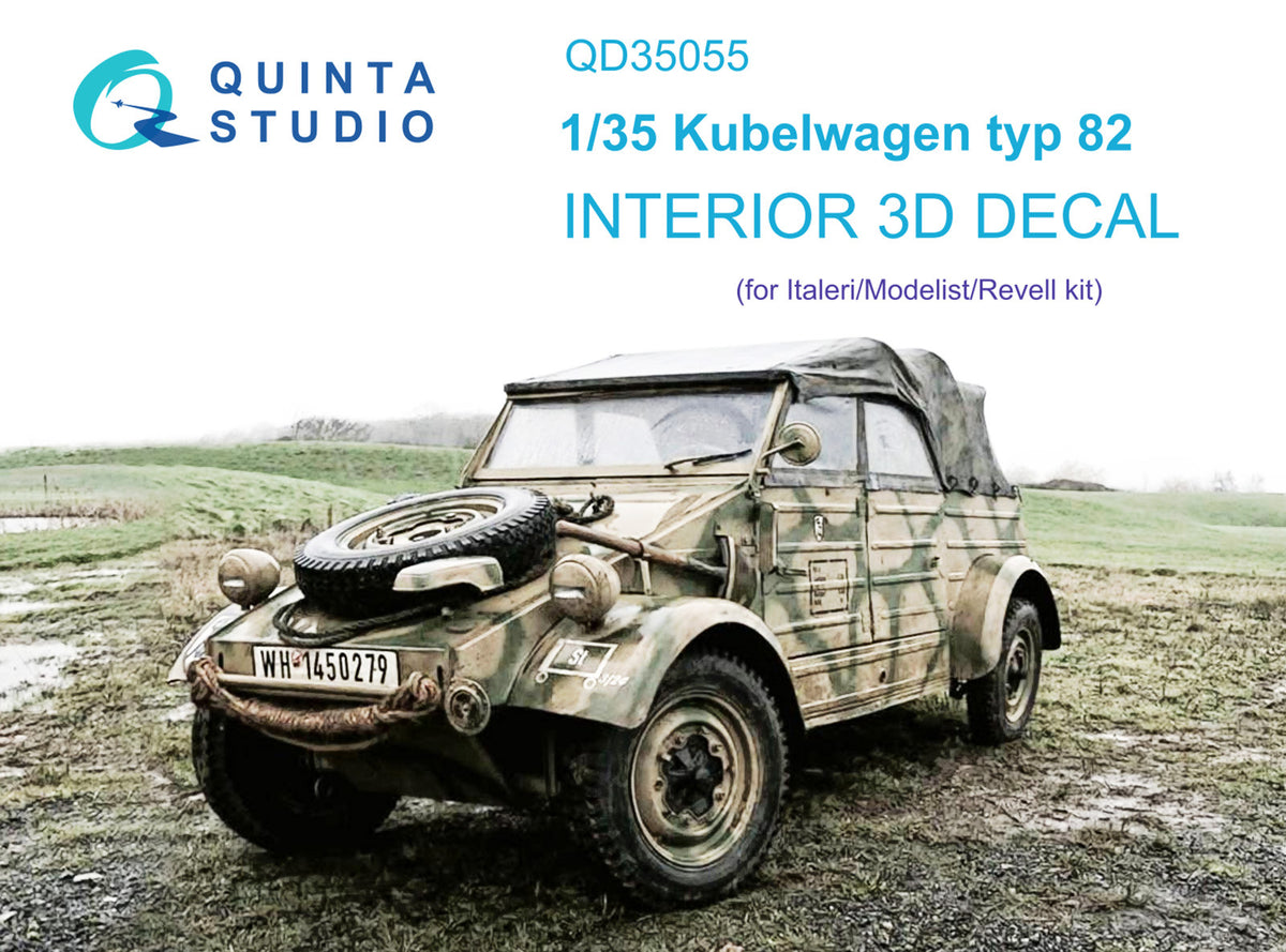 Kubelwagen typ 82 3D-Printed coloured Interior on decal paper (designed to be used with Italeri, Modelist and Revell kits)