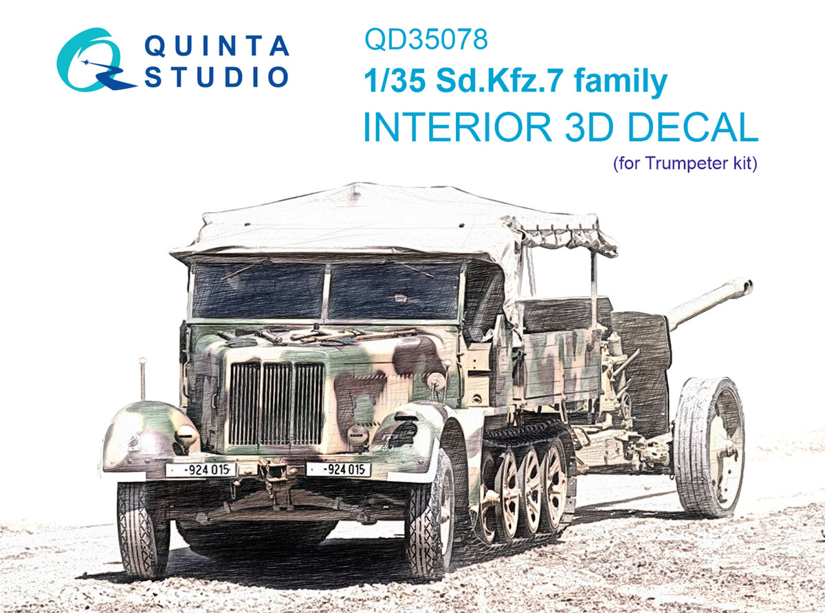 Sd.Kfz.7 family 3D-Printed coloured Interior on decal paper (designed to be used with Trumpeter kits)