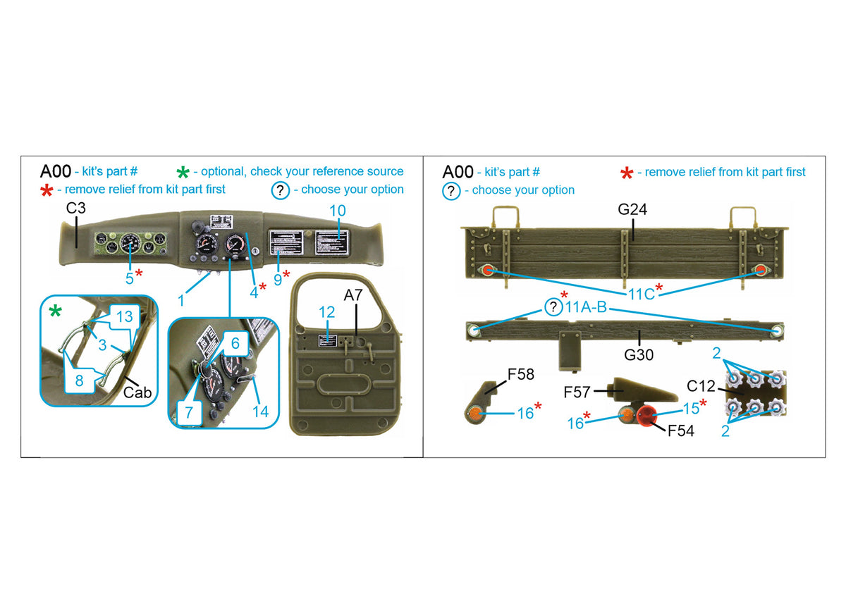 ZiL-157 family 3D-Printed coloured Interior on decal paper (designed to be used with Trumpeter kits)