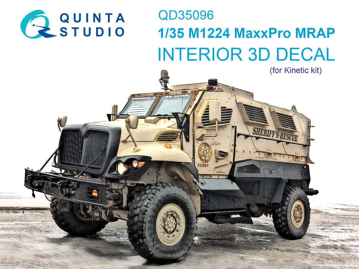 4x4 MRAP Truck 3D-Printed coloured Interior on decal paper (designed to be used with Kinetic Model kits)