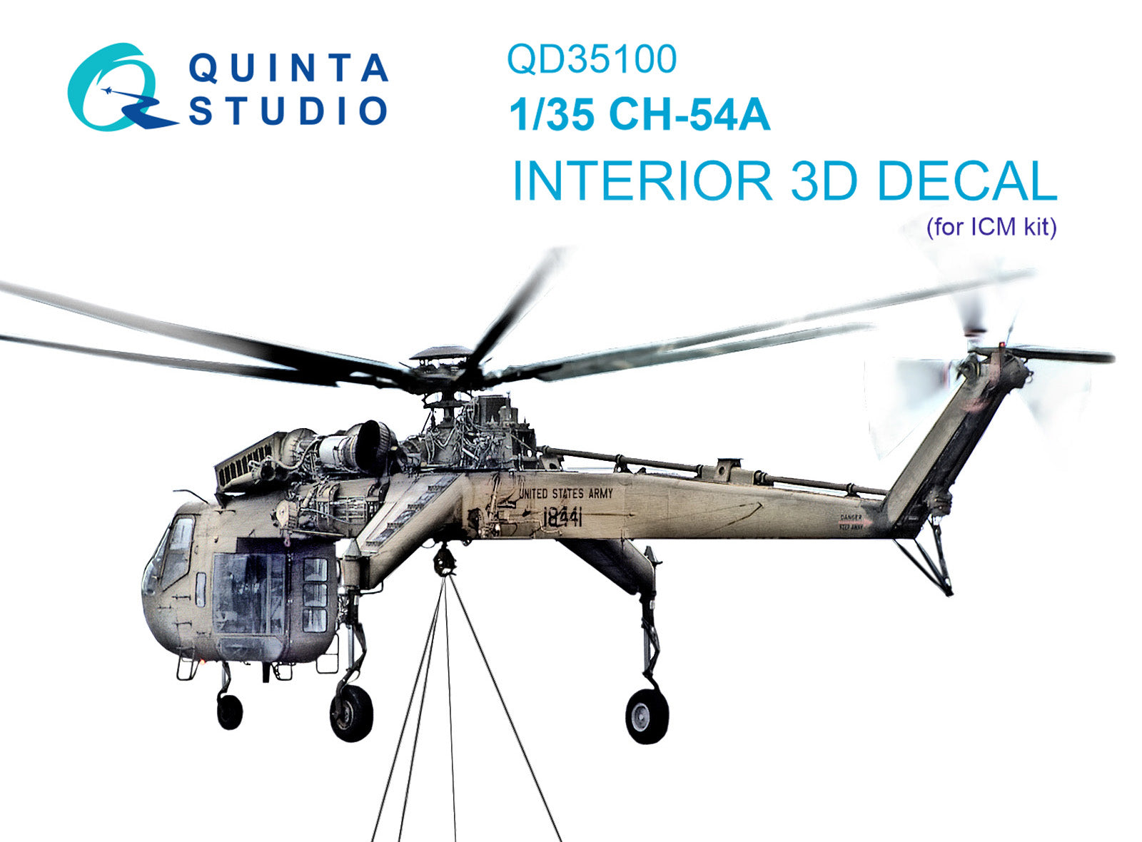 Sikorsky CH-54A (3D-Printed) & coloured Interior on decal paper (designed to be used with ICM kits)
