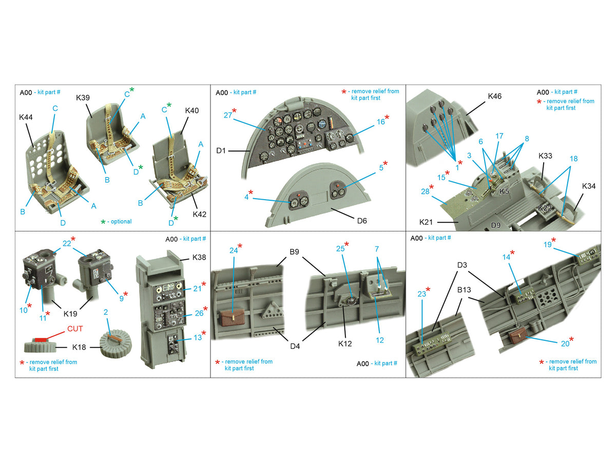 Nakajima B5N2 Kate 3D-Printed coloured Interior on decal paper (designed to be used with Border Model kits)