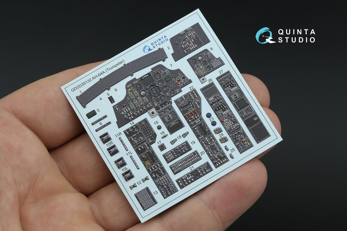 Bell/Boeing AH-64A 3D-Printed coloured Interior on decal paper (designed to be used with Trumpeter kits)