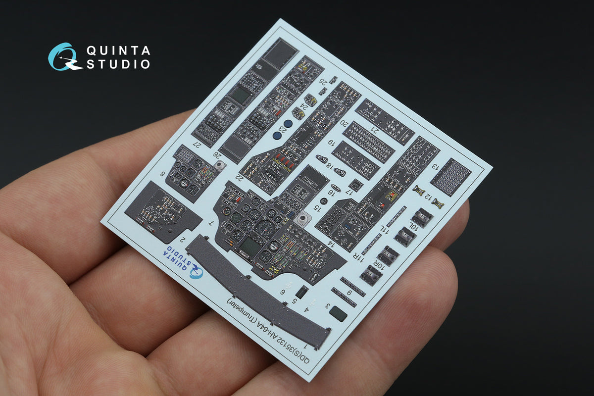 Bell/Boeing AH-64A 3D-Printed coloured Interior on decal paper (designed to be used with Trumpeter kits)