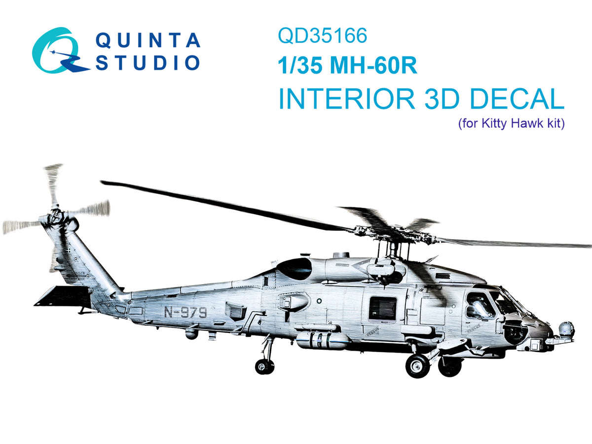 Sikorsky MH-60R Seahawk 3D-Printed & coloured Interior on decal paper (designed to be used with Kitty Hawk Models kits)