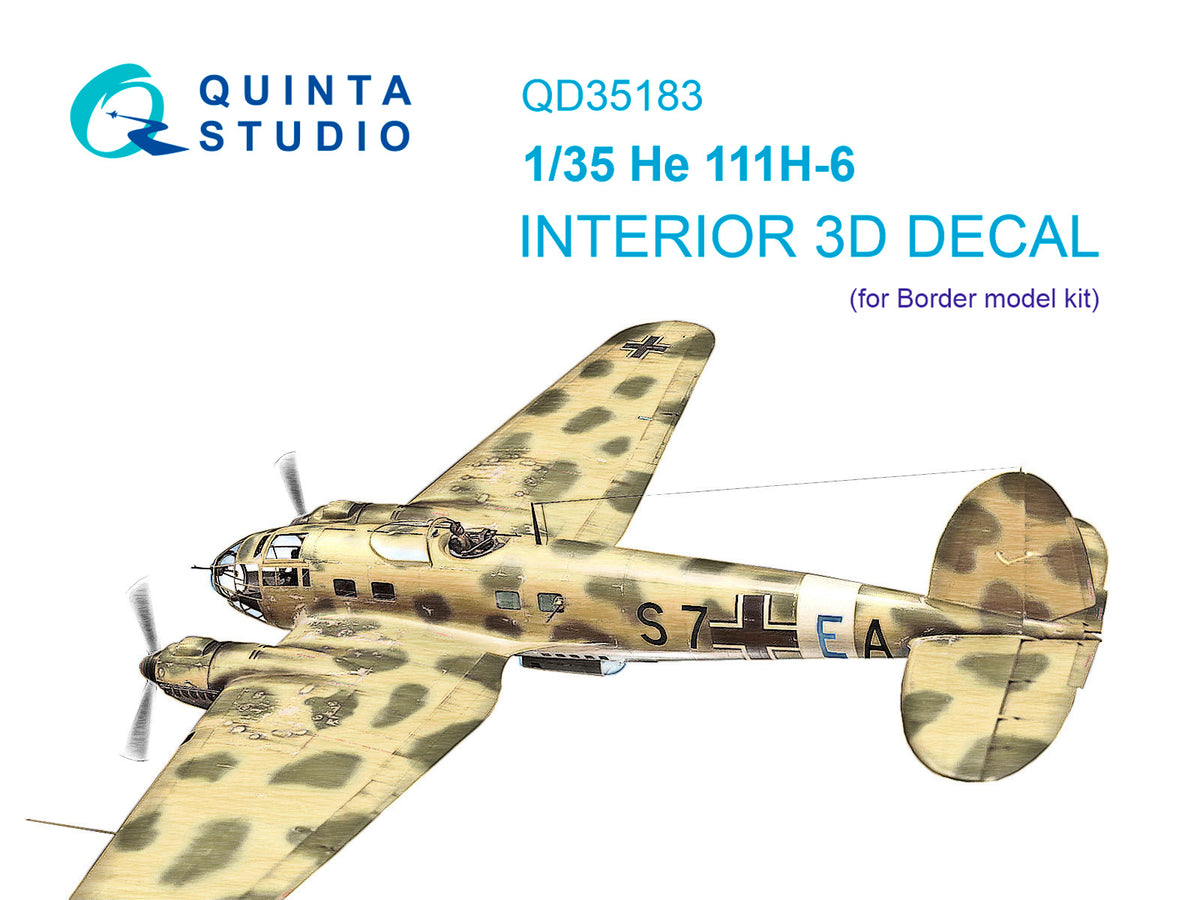 Heinkel He-111H-6 3D-Printed & coloured Interior on decal paper (designed to be used with Border Model kits)