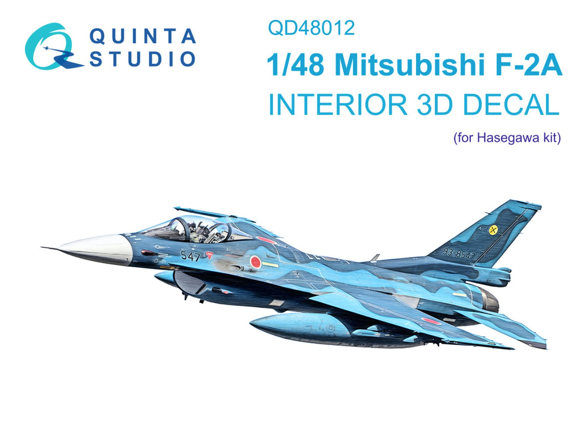 Mitsubishi F-2A 3D-Printed coloured Interior on decal paper (designed to be used with Hasegawa kits)