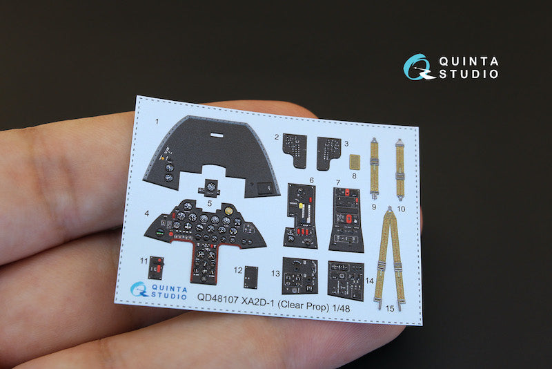 Douglas XA2D-1 3D-Printed coloured Interior on decal paper (designed to be used with Clear Prop Models kits)