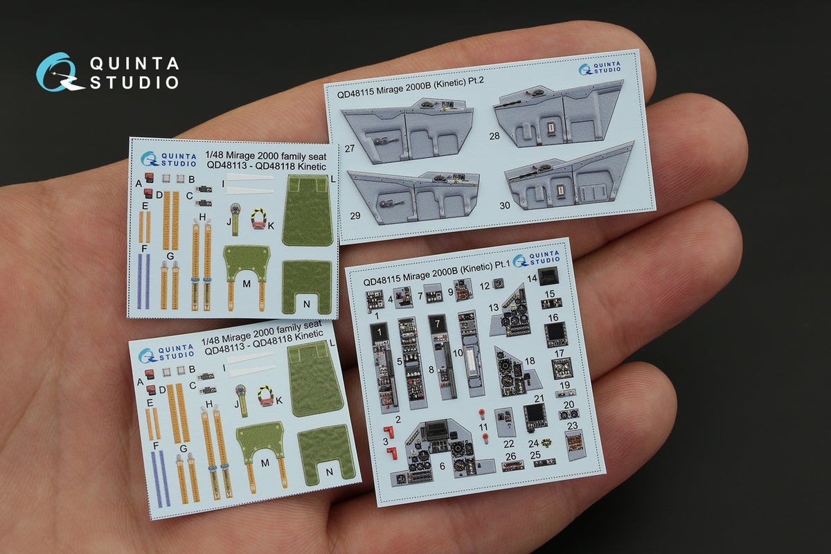 Dassault_Mirage 2000B 3D-Printed coloured Interior on decal paper (designed to be used with Kinetic Model kits)