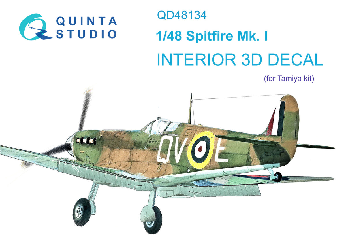 Supermarine Spitfire Mk.1 3D-Printed coloured Interior on decal paper (designed to be used with Tamiya kits)