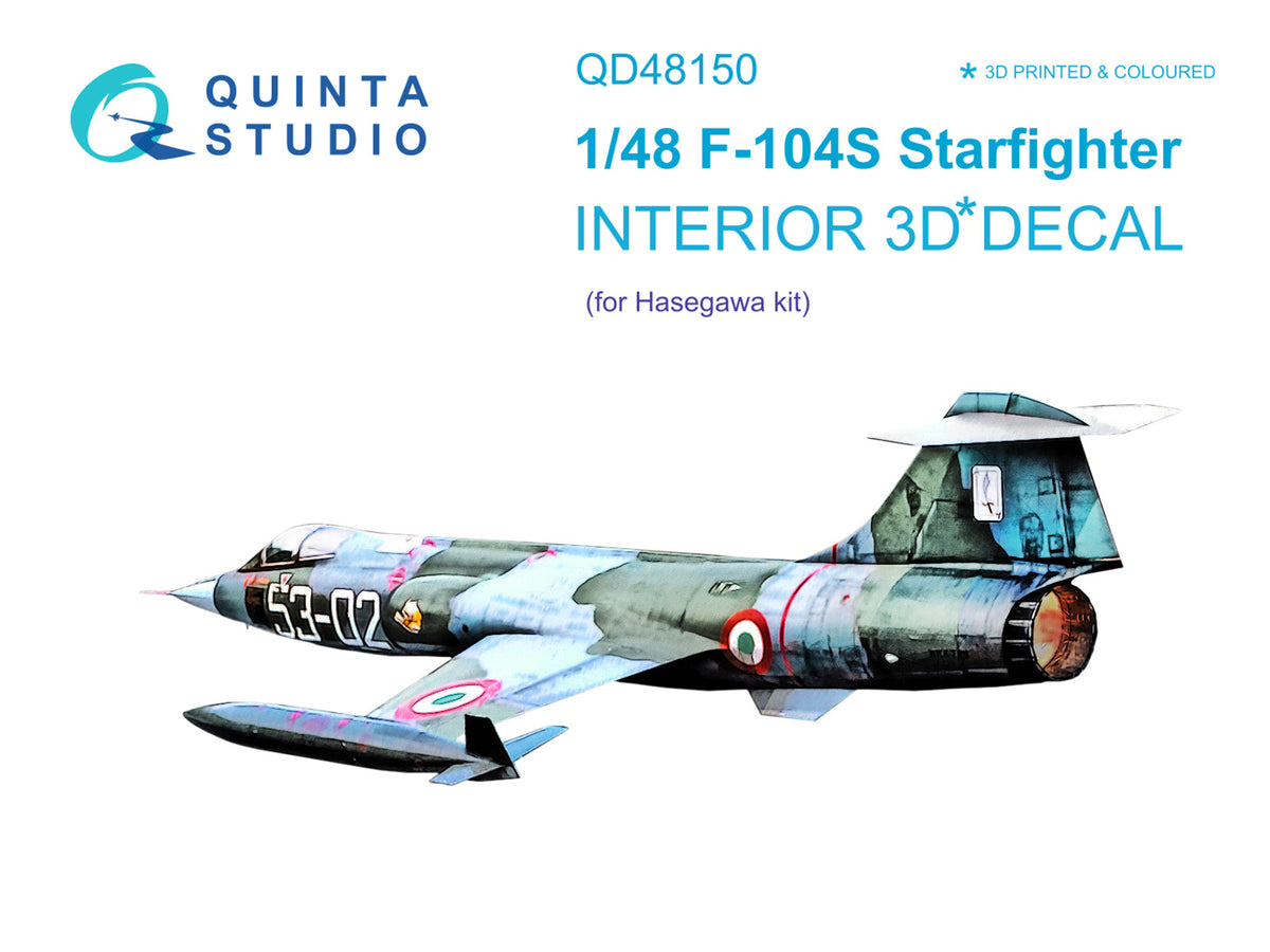 Lockheed F-104S 3D-Printed coloured Interior on decal paper (designed to be used with Hasegawa kits)