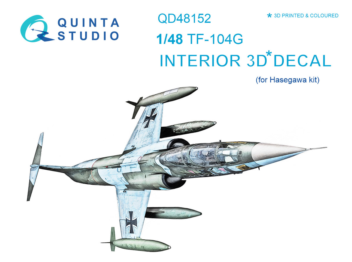 Lockheed TF-104G Starfighter 3D-Printed coloured Interior on decal paper (designed to be used with Hasegawa kits)