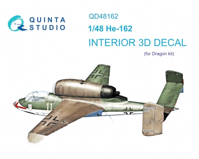 Heinkel He-162A-2 3D-Printed coloured Interior on decal paper (designed to be used with Dragon and Trimaster kits)