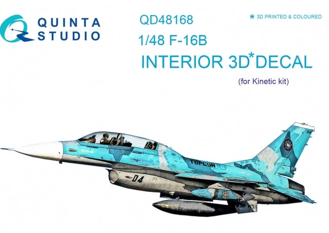 General-Dynamics F-16B 3D-Printed coloured Interior on decal paper (designed to be used with Kinetic Model kits)