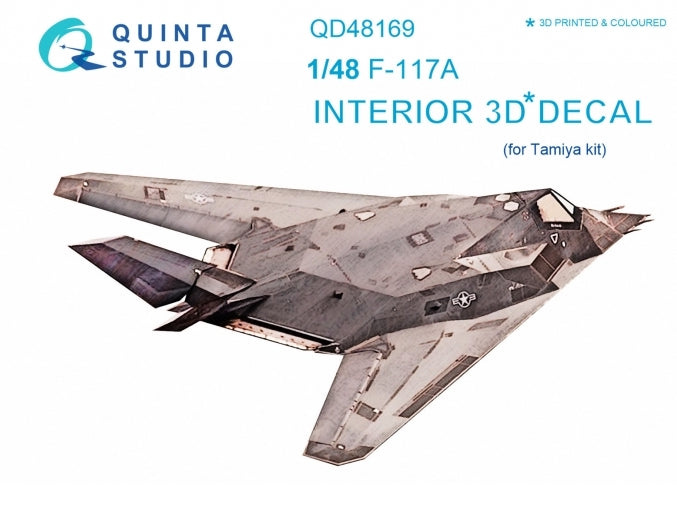 Lockheed F-117A Nighthawk 3D-Printed coloured Interior on decal paper (designed to be used with Tamiya kits)