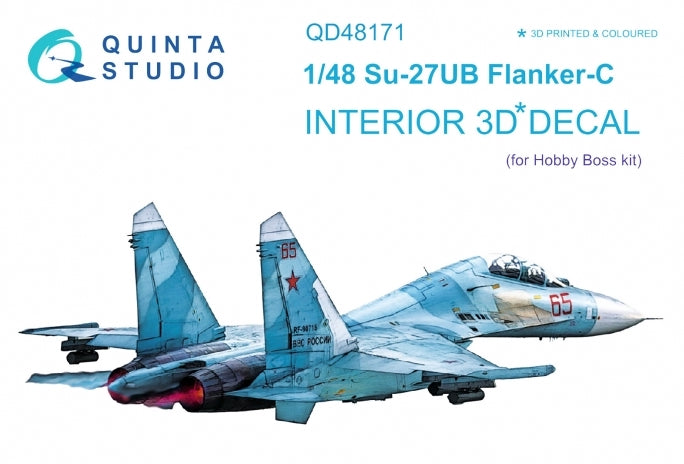 Sukhoi Su-27UB 3D-Printed coloured Interior on decal paper (designed to be used with Hobby Boss kits)
