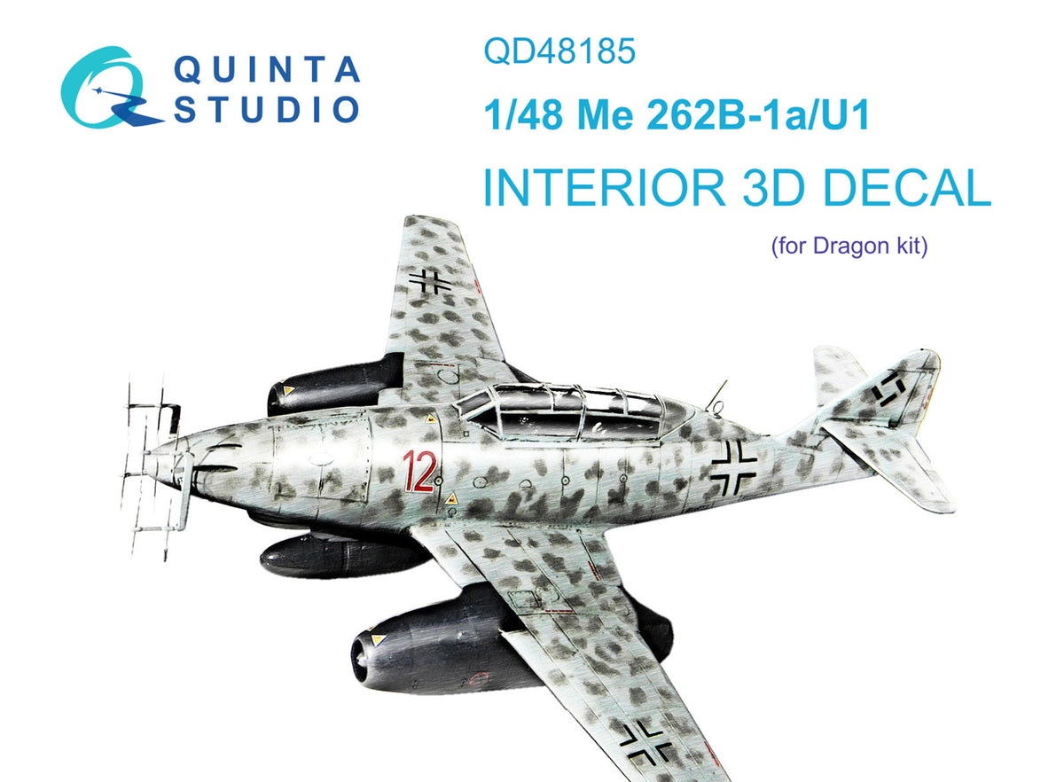 Messerschmitt Me-262B-1a/U1 3D-Printed coloured Interior on decal paper (designed to be used with Dragon and Trimester kits)