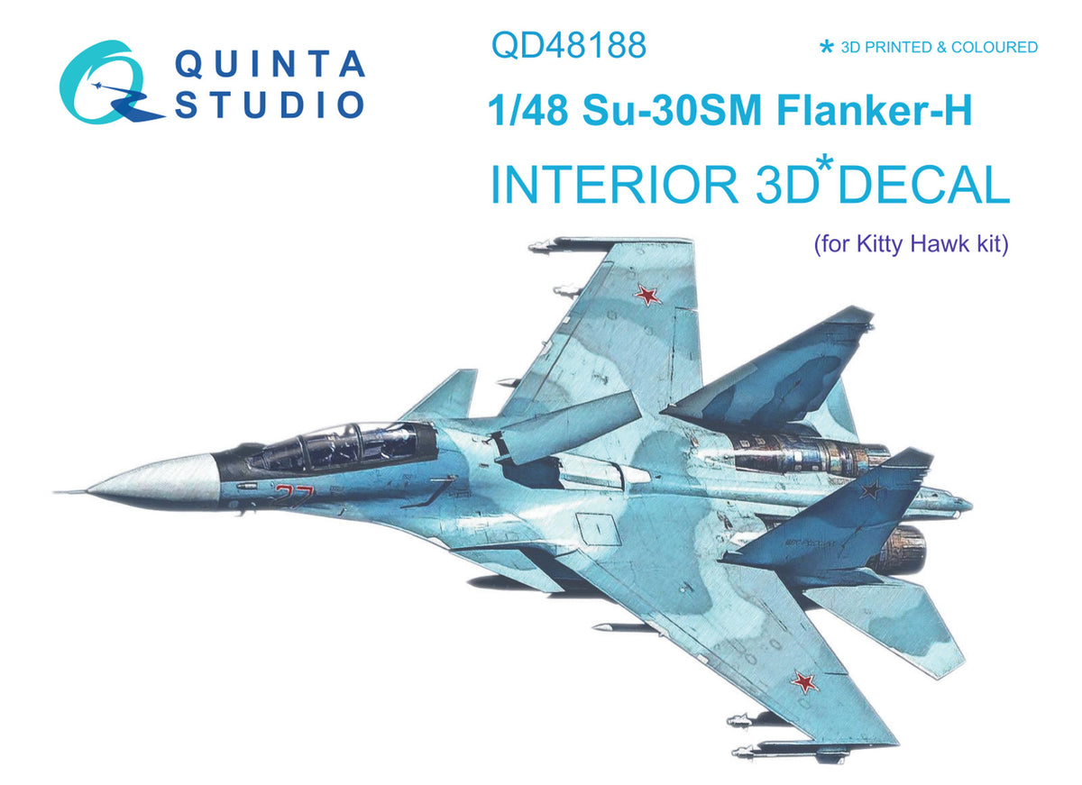 Sukhoi Su-30SM 3D-Printed coloured Interior on decal paper (designed to be used with Kitty Hawk Models Models and Zimi Model kits)