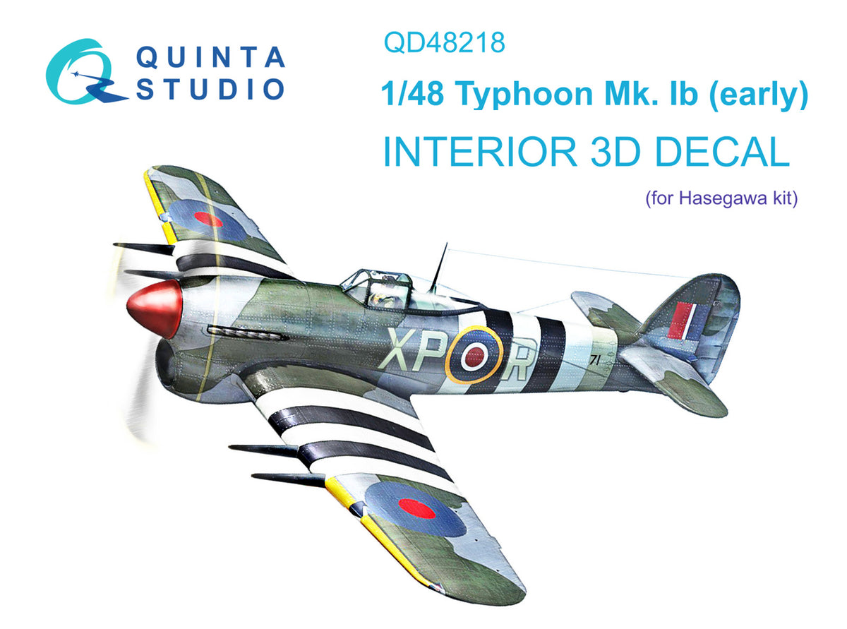 Hawker Typhoon Mk.Ib early 3D-Printed coloured Interior on decal paper (designed to be used with Hasegawa kits)
