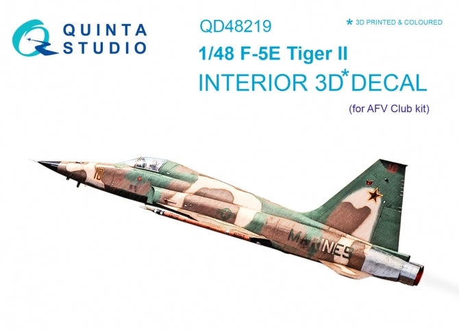 Northrop F-5E 3D-Printed coloured Interior on decal paper (designed to be used with AFV Club kits)
