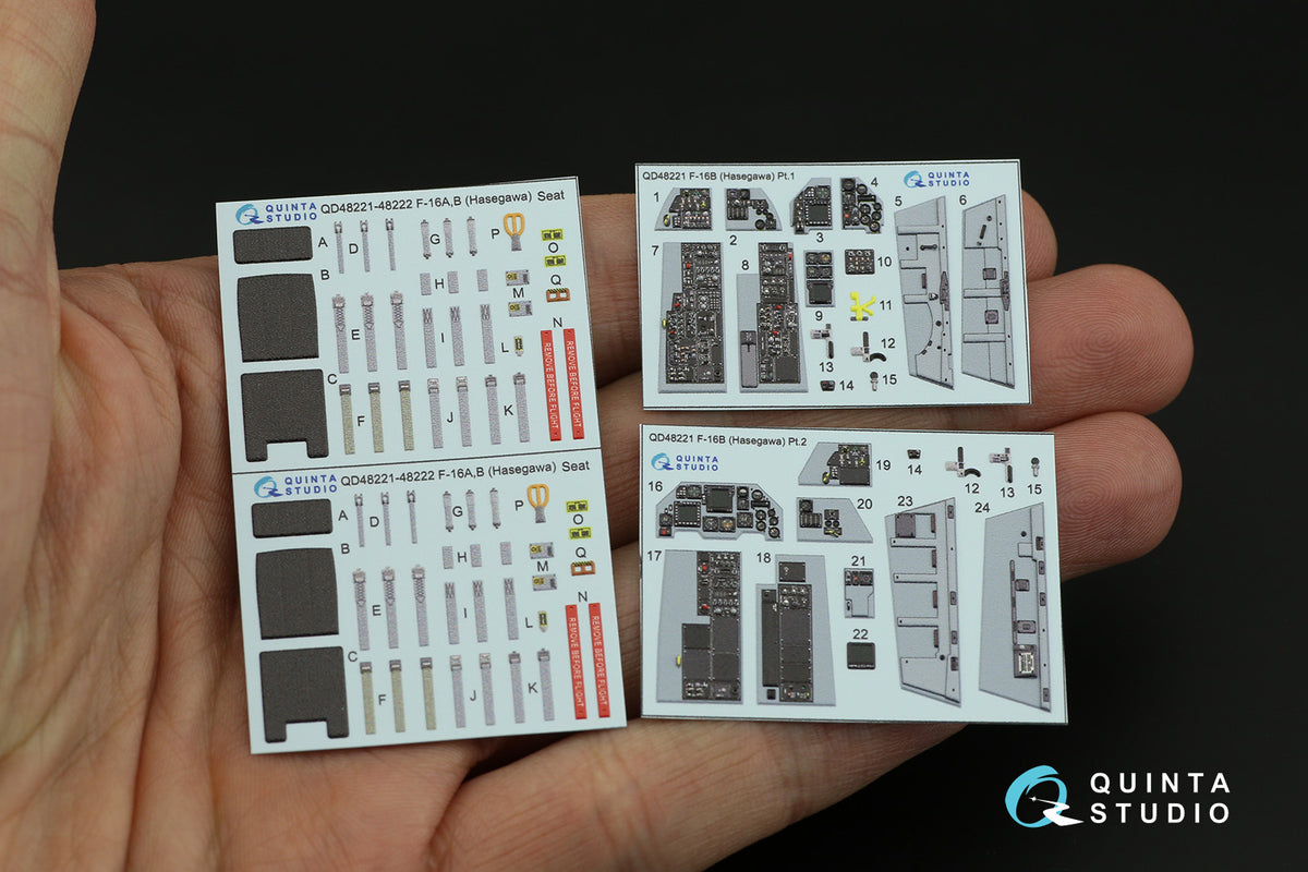 General-Dynamics F-16B Fighting Falcon 3D-Printed coloured Interior on decal paper (designed to be used with Hasegawa kits)